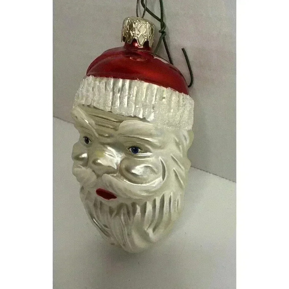 Vintage Frosty Santa Claus Head Christmas Ornament Tree Decoration Holiday - Picture 2 of 6